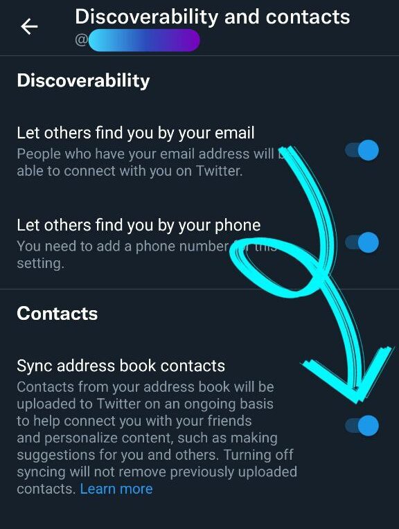 twitter sync address book contacts